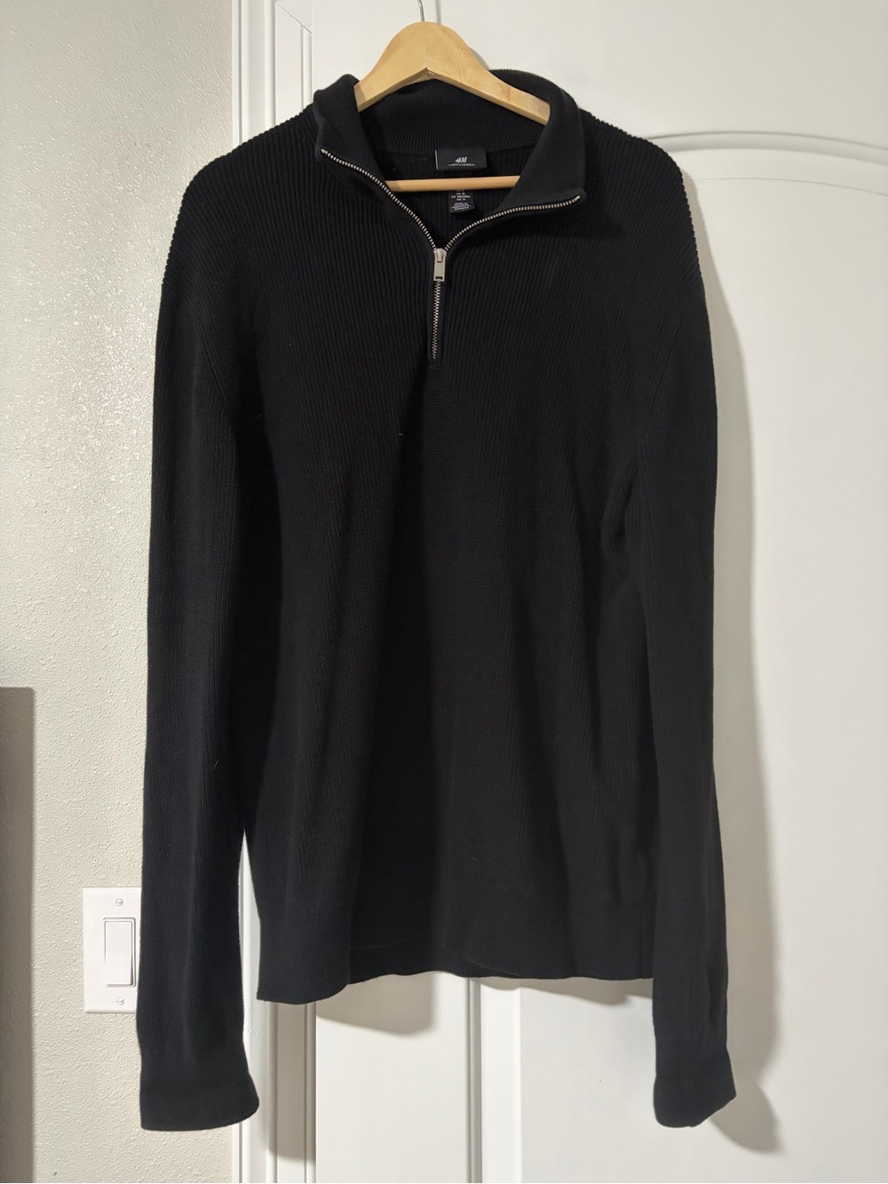 H&M Black Quarter-Zip Ribbed Men's Sweater